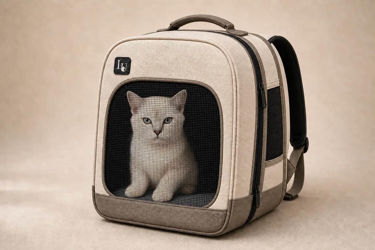 Closed concept view of the City Soft Carrier with a cat behind its large mesh front